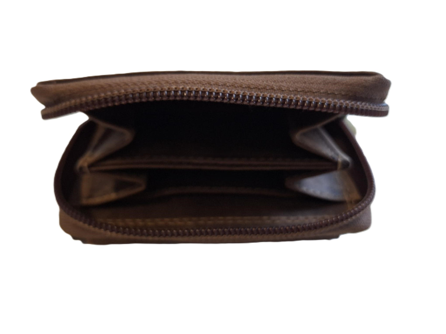 OI Hunter bruine leren ritsportemonnee met Figuretta pasjeshouder / Compact portemonneetje met Cardprotector en veel plek voor muntgeld / beursje met ruim ritsvak met RFID SAFE kastje / metalen pasjeshouder in anti skim ritsportemonnee / bruin leer /646H