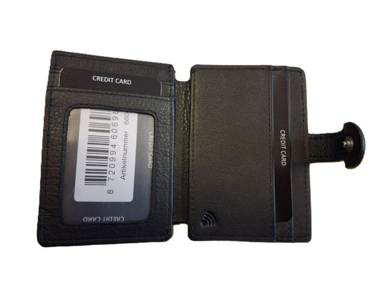 Oi zwart lederen pasjesmapje om op telefoon te plakken / afsluitbare pasjeshouder voor op telefoon met plakstrip / plat beursjes om op telefoon te bevestigen / RFID safe / zwart leer / 660