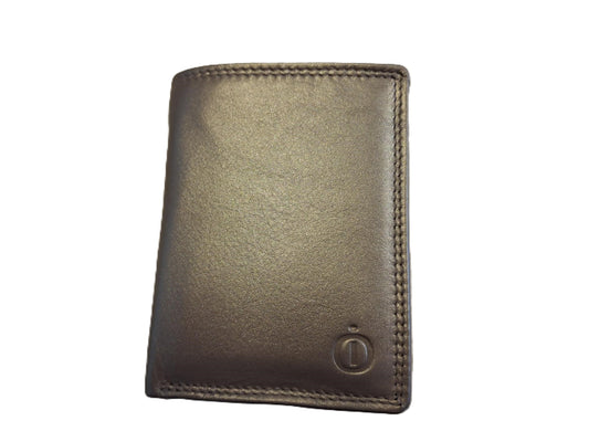 OI champagne kleurige leren billfold met cardprotector / normale portemonnee met Figuretta pasjeshouder / complete portemonnee met anti skim kastje / leren beurs met metalen pasjeshouder / goud-zilver kleurig leer / 115Platinum