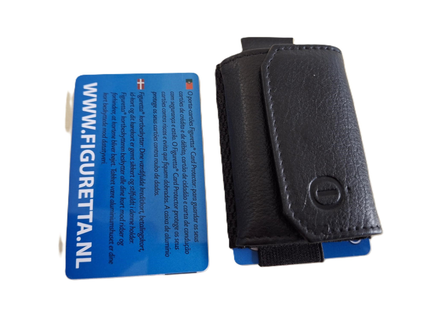 Oi zwart leren mini portemonneetje / kleinste hoesje voor pasjes met klein munt vakje / pasjeshouder met lip om pasjes omhoog te trekken / zwart leer / 638