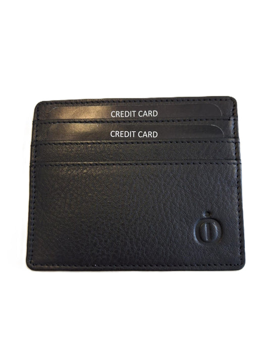 OI zwarte leren Creditcardhouder / zeer dun dubbelzijdig pasjesmapje / platte leren pasjesouder / RFID SAFE / zwart leer / 333