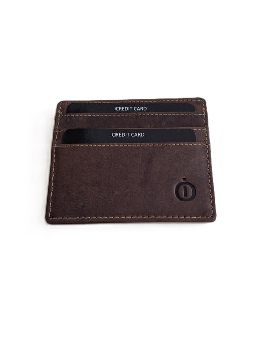 OI Hunter bruine leren Creditcardhouder / zeer dun dubbelzijdig pasjesmapje / platte leren pasjesouder / RFID SAFE / bruin leer / 333H