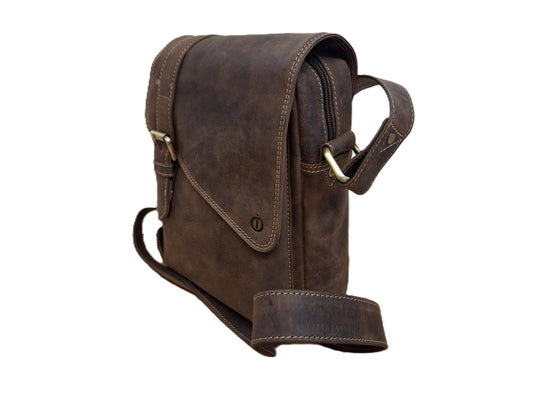 OI LUXE Hunter bruine schoudertas Ruud / luxe tas om om te hangen voor dames / robuuste hunter leren schoudertas Unisex / óók cross te dragen / bruin leer / 595H