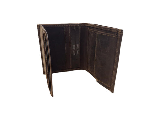 OI Kleine Hunter bruine leren billfold / platte heren portemonnee hoog model / heren beurs vierkant / Anti skim / Hunter / 179H