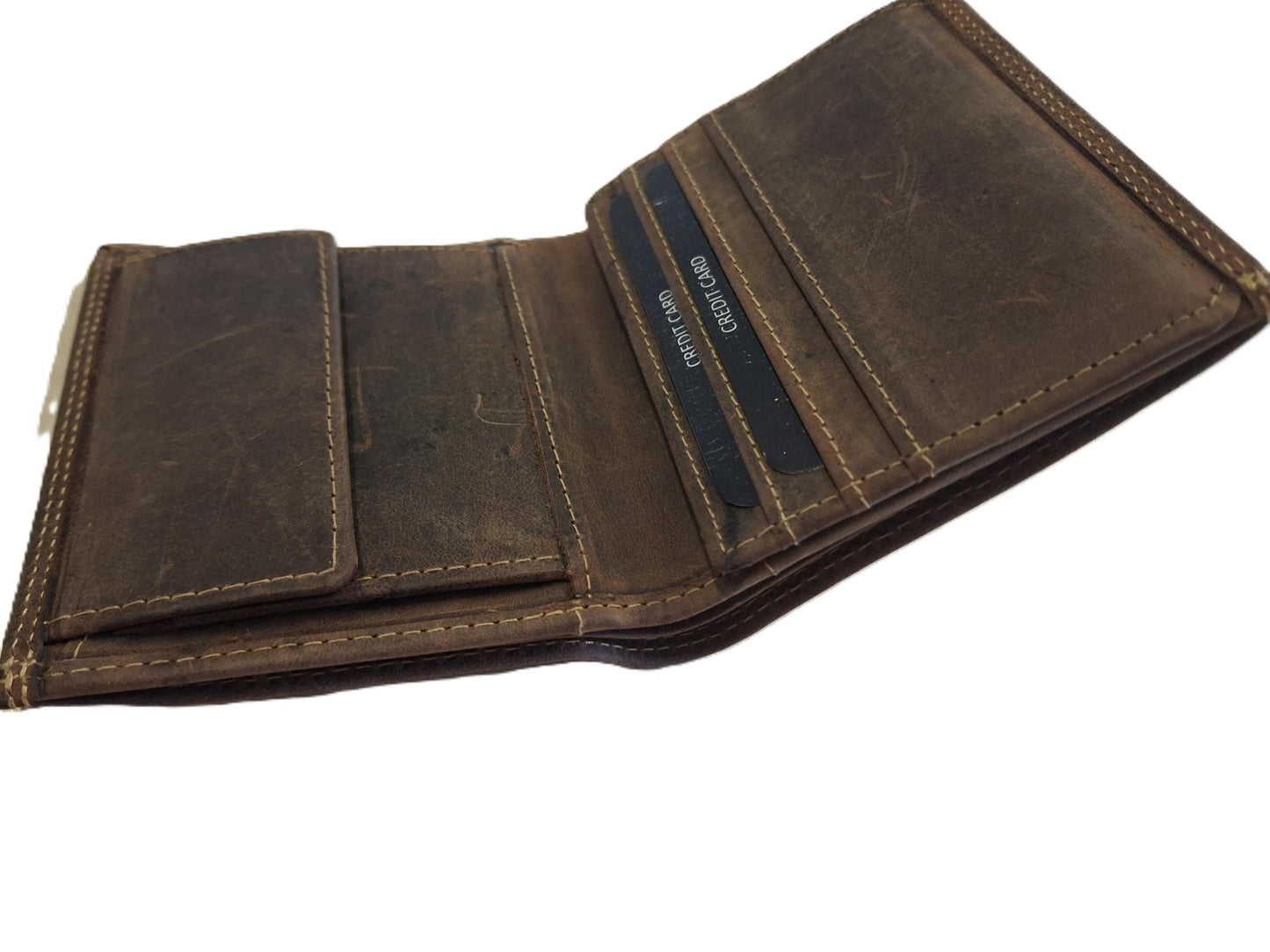 OI Kleine Hunter bruine leren billfold / platte heren portemonnee hoog model / heren beurs vierkant / Anti skim / Hunter / 179H