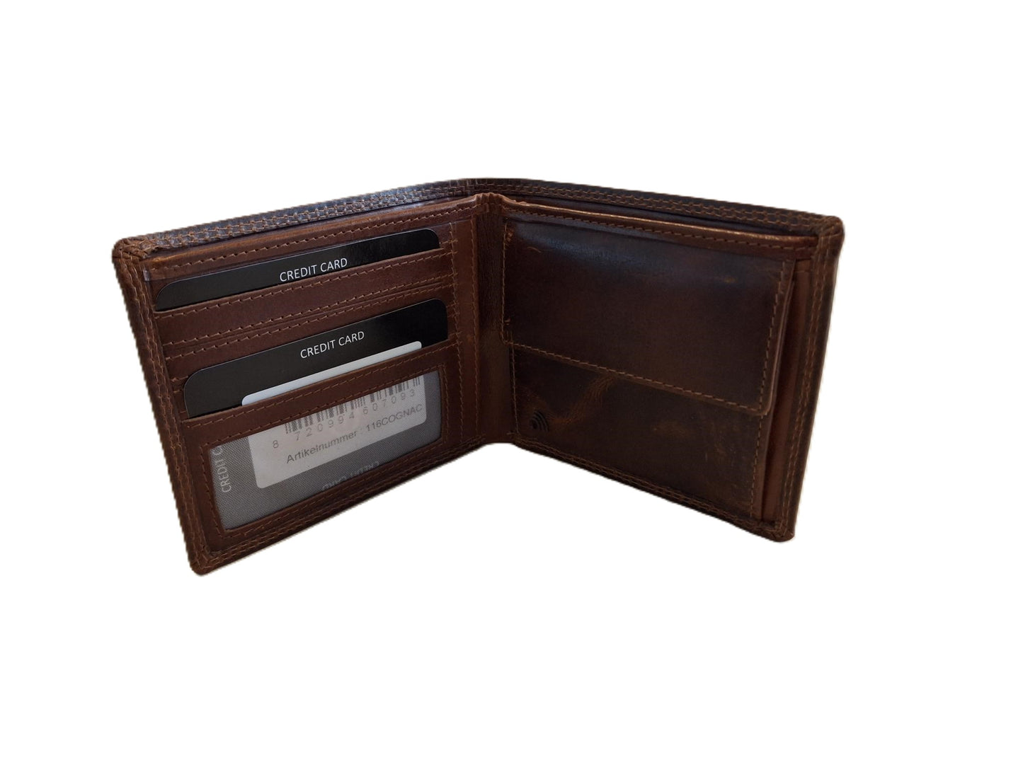 OI LUXE Cognac kleurige lederen herenportemonnee / zeer platte billfold laag model / dunne herenbeurs / RFID SAFE / cognac bruin leer / 116Cognac CRUNCH
