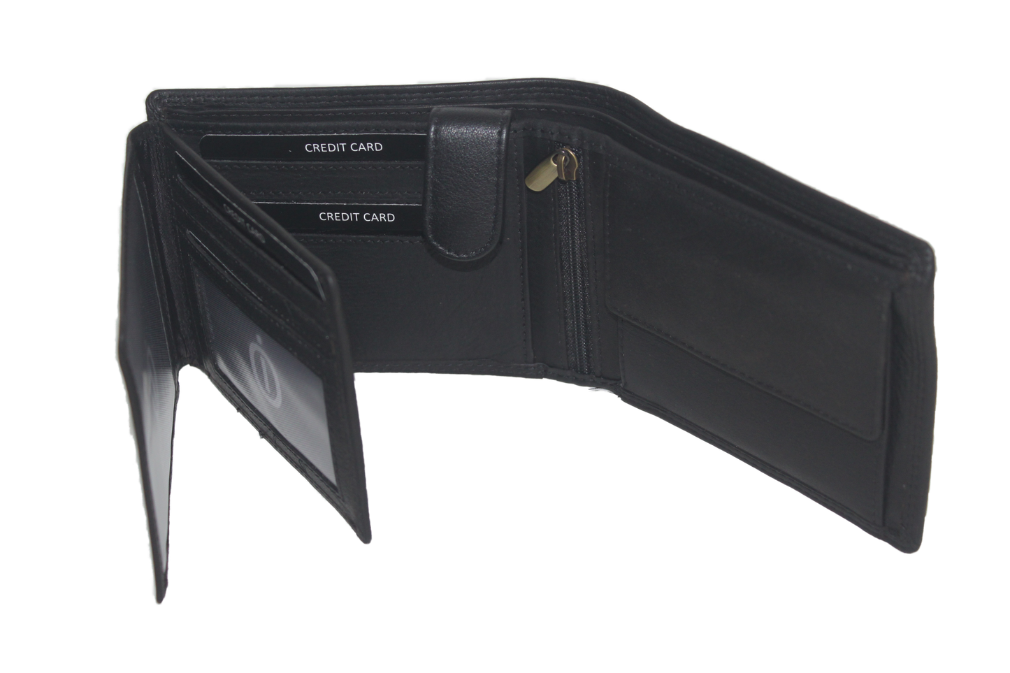 OI leren heren billfold / portemonnee laag model / anti skim / zwart 102