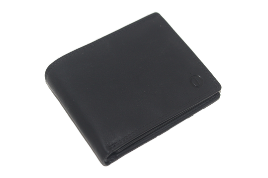 OI leren heren billfold / portemonnee laag model / anti skim / zwart 102
