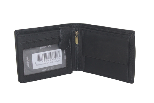 OI leren heren billfold / portemonnee laag model / anti skim / zwart 102