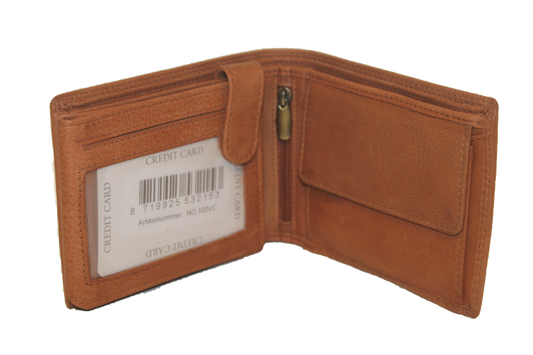OI leren heren billfold / portemonnee laag model / anti skim / cognac 102VC