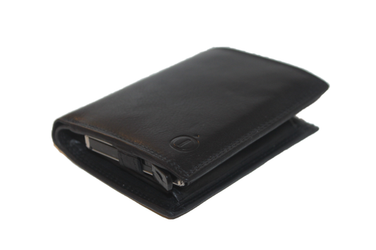 OI leren Billfold/ gewone portemonnee met cardprotector/pasjeshouder groot/zwart / anti skim 115