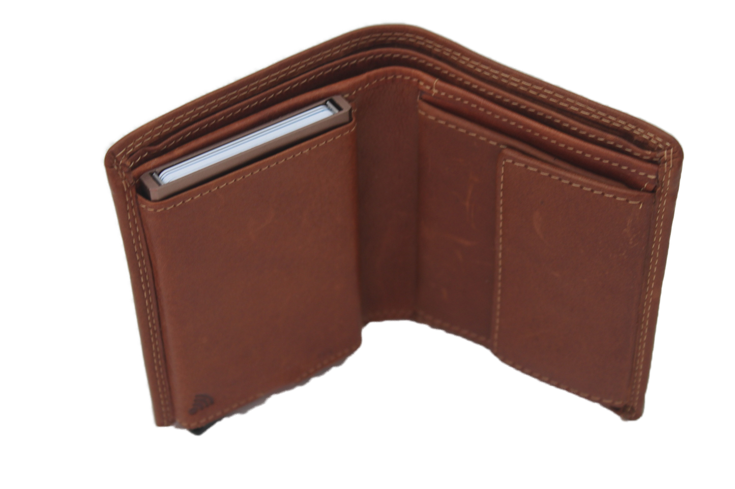 OI Billfold met cardprotector/ kaarthouder/ groot / camel cognac/ anti skim 115VC