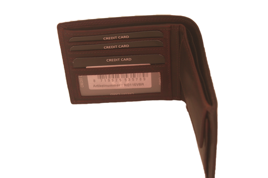 OI Bordeaux-bruine lederen herenportemonnee / zeer platte billfold laag model / dunne herenbeurs / RFID SAFE / bordo-bruin leer / 116VBR