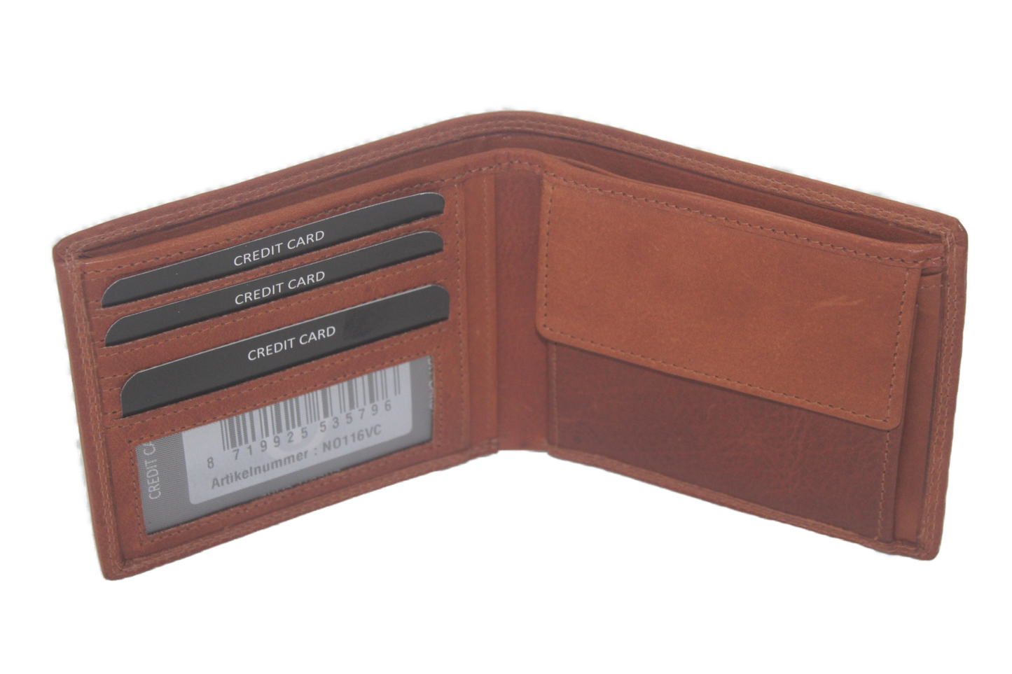 OI Billfold Laag 4 + 4 creditcards / anti skim/ cognac/camel 116VC