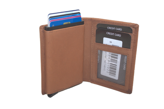 OI Billfold met cardprotector en 3 extra pasjes / anti skim / cognac/camel 145VC