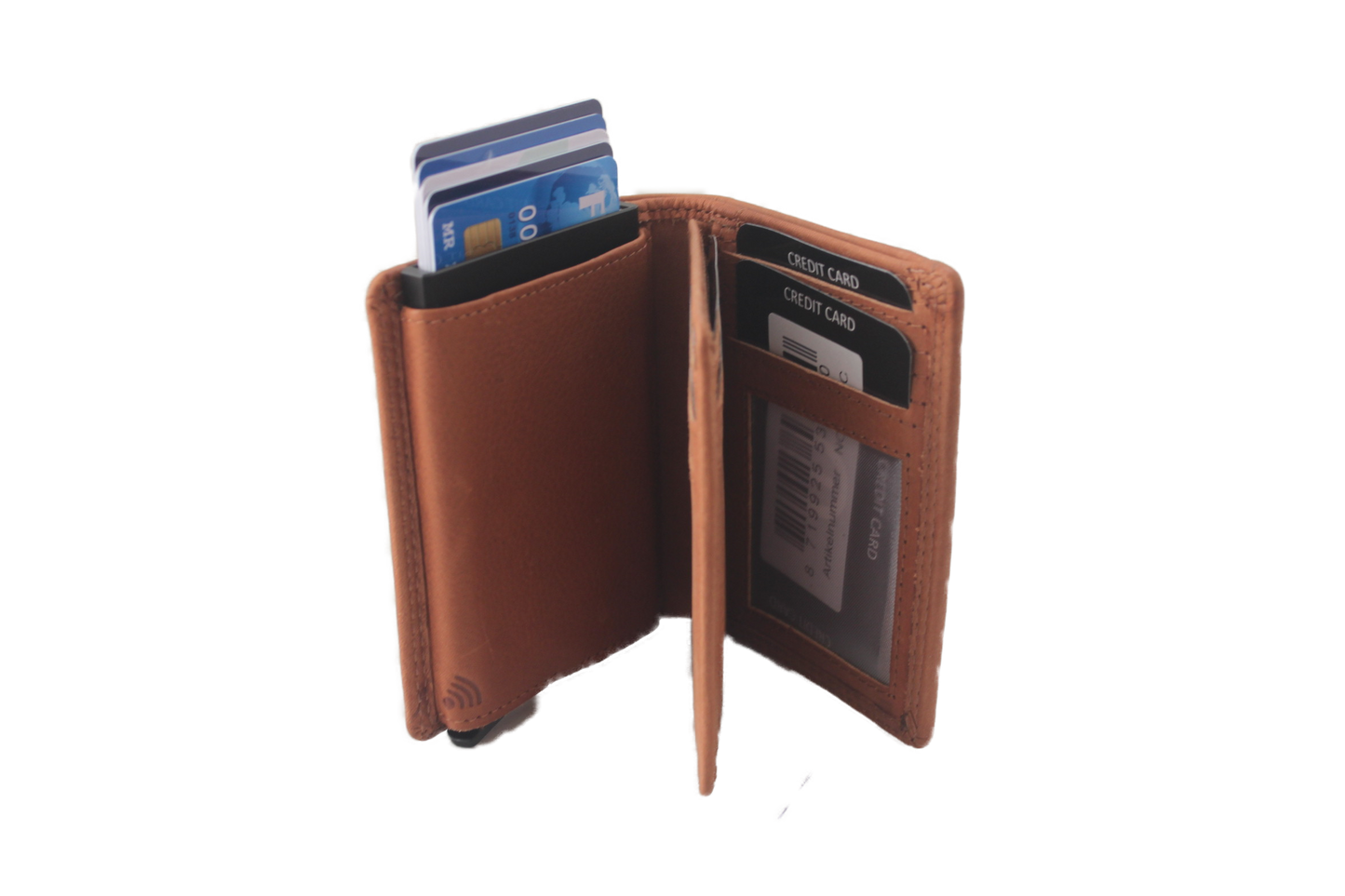 OI Billfold met cardprotector en 9 extra pasjesvakjes / anti skim / cognac 144VC