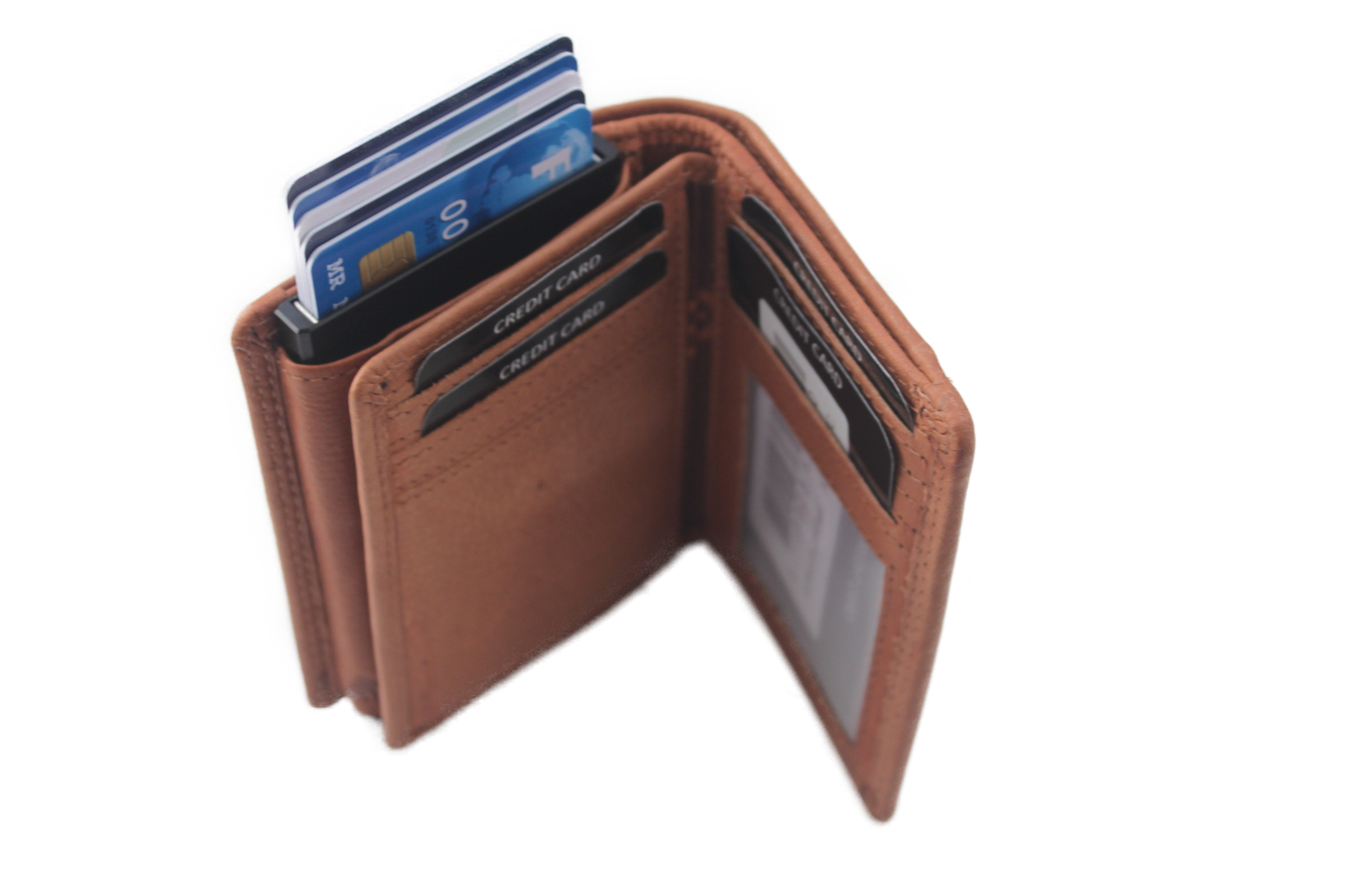 OI Billfold met cardprotector en 9 extra pasjesvakjes / anti skim / cognac 144VC