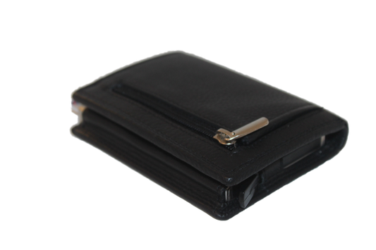 OI compacte portemonnee met cardprotector / pasjeshouder en 3 extra pasjes / zwart leer /anti skim 145