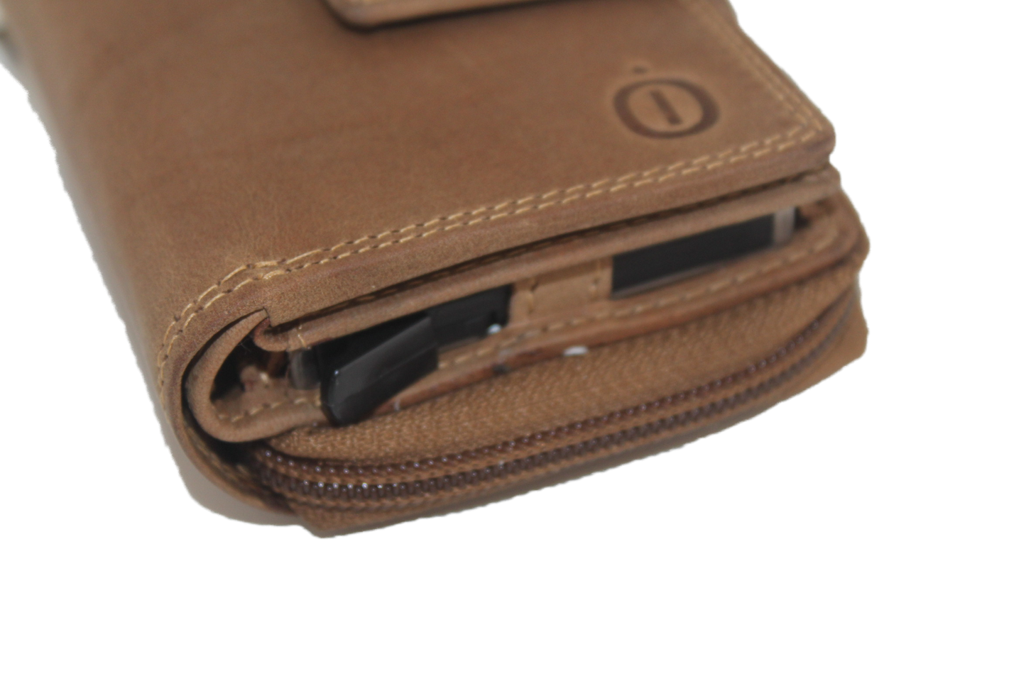 OI Rits portemonnee met cardprotector / anti skim / Hunter bruin 147H