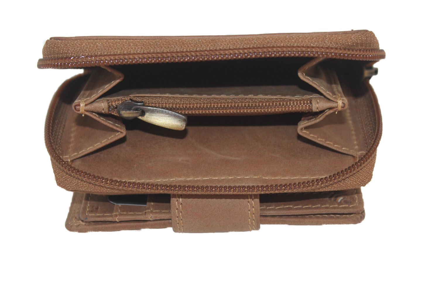 OI Rits portemonnee met cardprotector / anti skim / Hunter bruin 147H