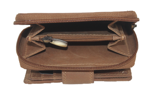 OI Rits portemonnee met cardprotector / anti skim / Hunter bruin 147H