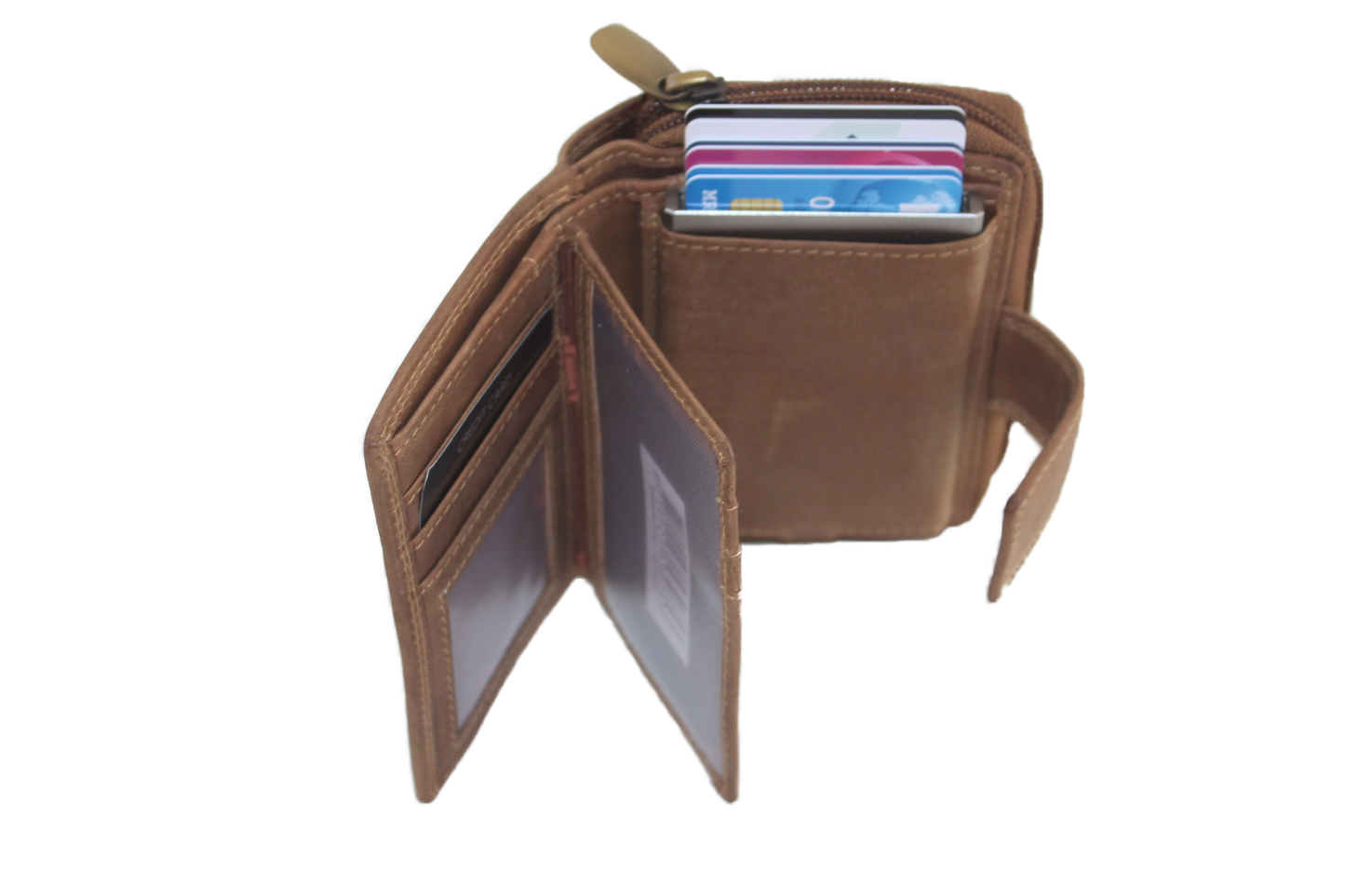 OI Rits portemonnee met cardprotector / anti skim / Hunter bruin 147H