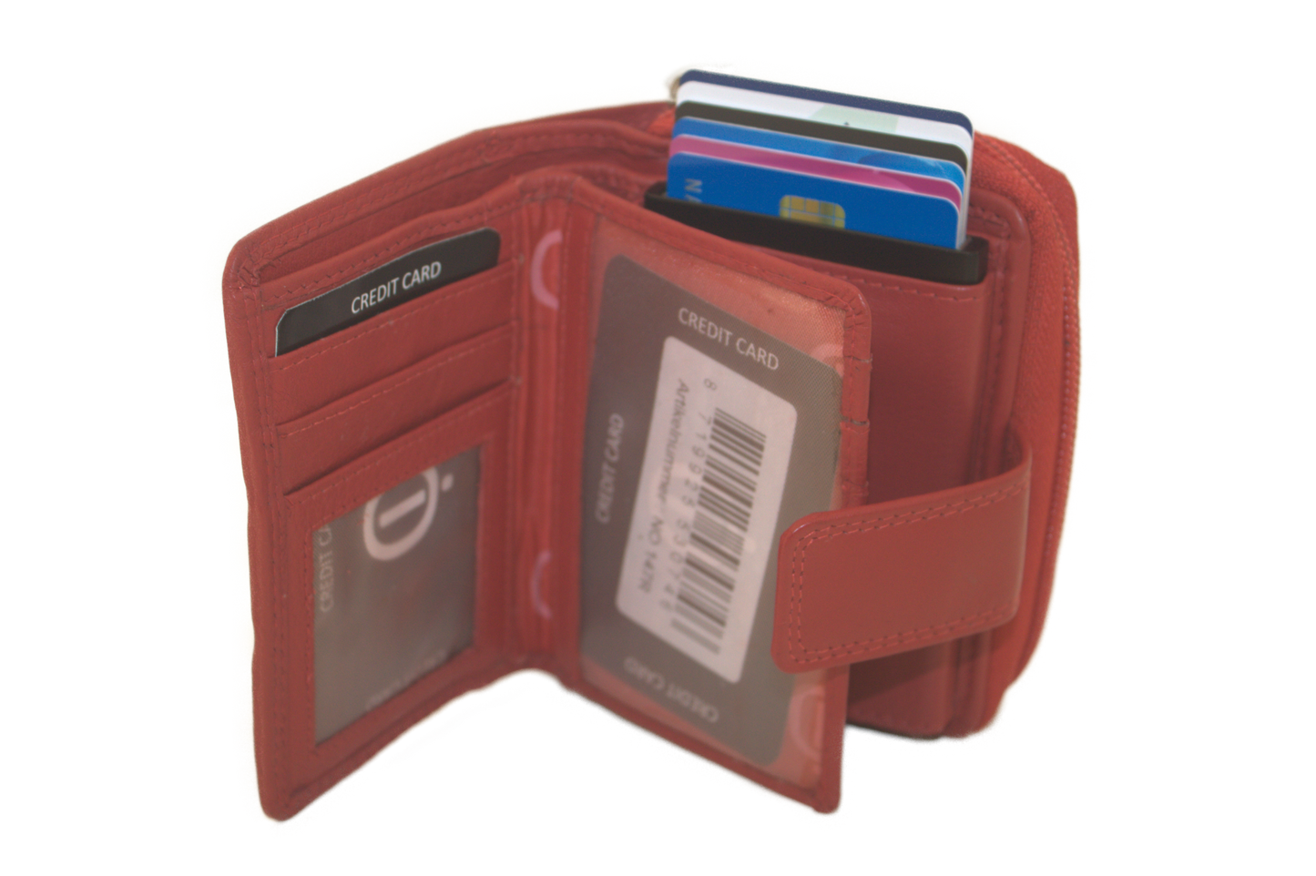 OI Rits portemonnee met cardprotector / anti skim / Rood 147R