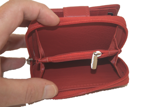 OI Rits portemonnee met cardprotector / anti skim / Rood 147R