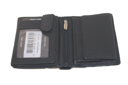 OI Hoog model billfold met wiener schachtel uitgebreid, vierkant muntgeld vakje / zwart 149