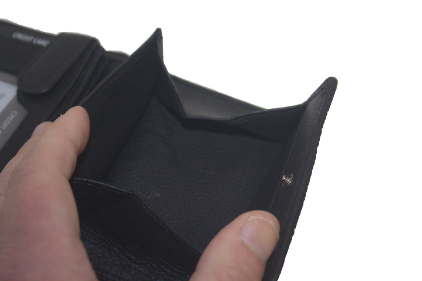 OI Hoog model billfold met wiener schachtel uitgebreid, vierkant muntgeld vakje / zwart 149