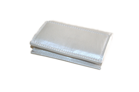 OI Portemonnee Klein / Zilver kleurig leren beursje / anti skim 150 zilver