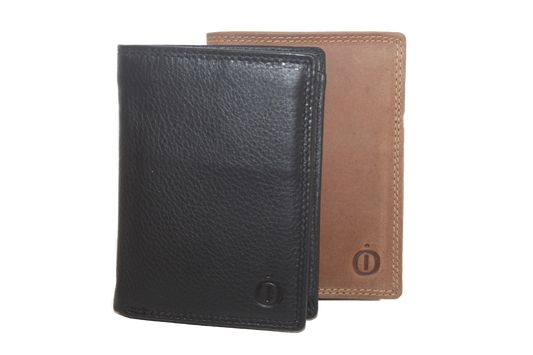 OI zwarte leren Billfold Hoog model 4+4 creditcards / zeer platte portemonnee / dunne beurs voor 8 pasjes / RFID SAFE / Zwart / anti skim / 151