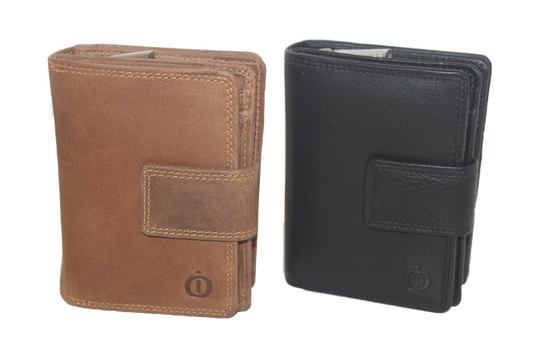 OI Hunter bruine lederen ritsportemonnee voor veel pasjes / ruime herenportemonnee met groot ritsvak voor kleingeld / herenbeurs voor veel creditcards en contant geld / RFID SAFE / Hunter bruin / 162H