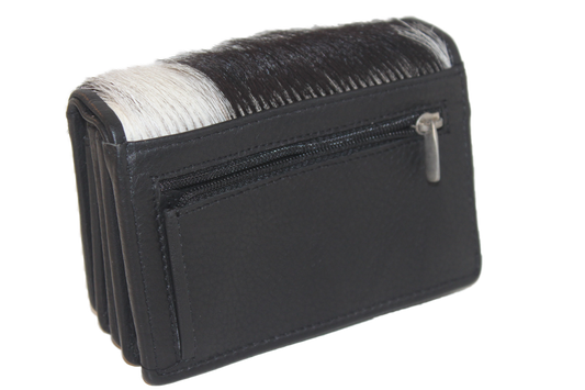 OI Korte europortemonnee/ vacht/haar / anti skim/ zwart 163