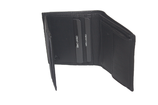 OI Kleine leren billfold / hoge heren portemonnee / Anti skim / zwart 179