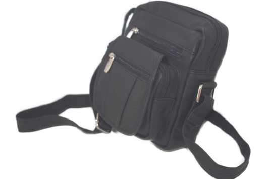 Herentas met rits / schoudertas/ veel ruimte /zwart 186