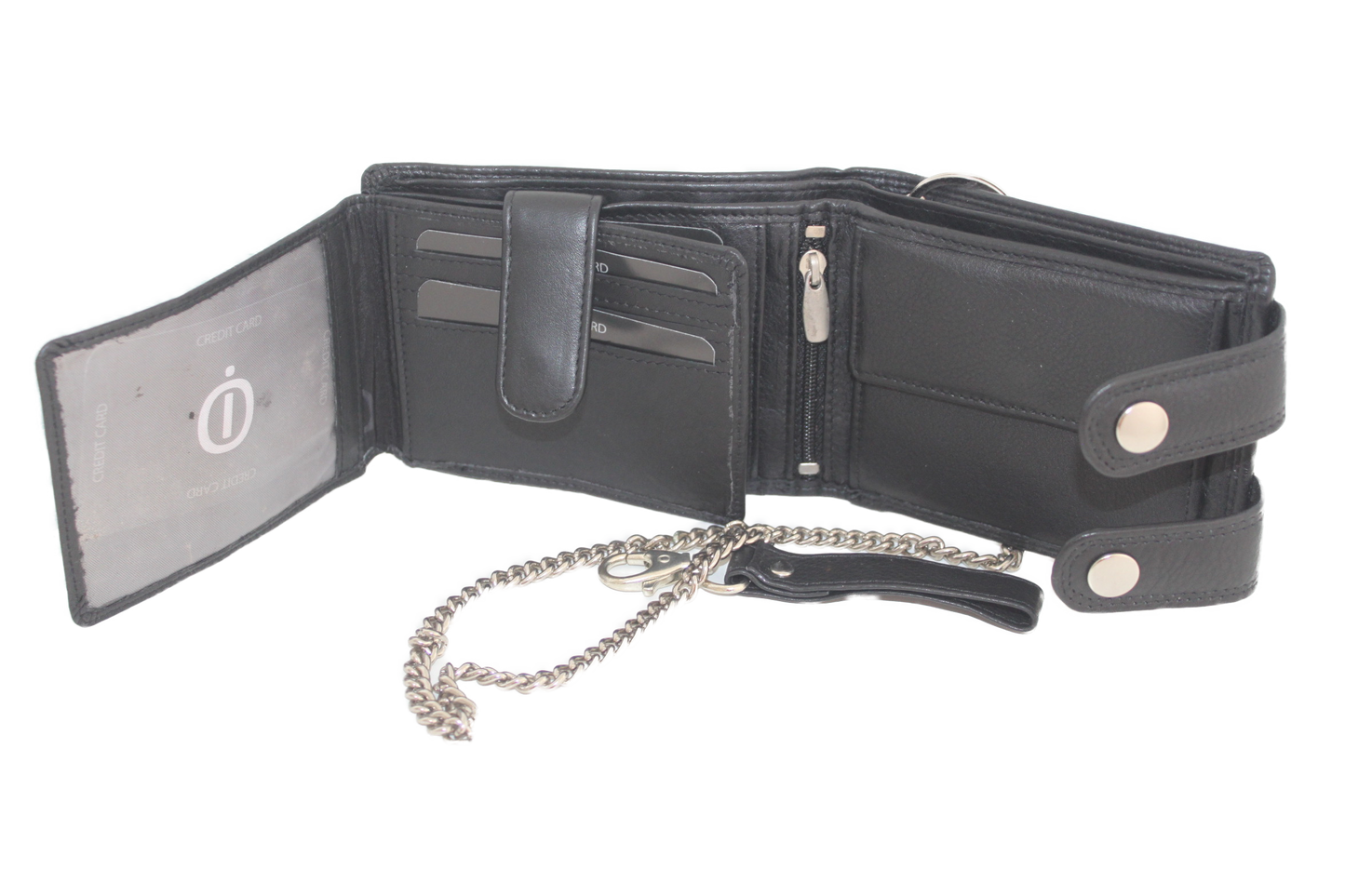 OI billfold laag met ketting / anti skim / zwart 187