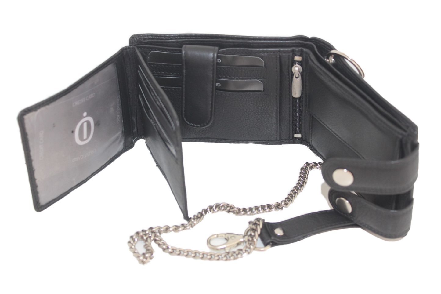 OI billfold laag met ketting / anti skim / zwart 187