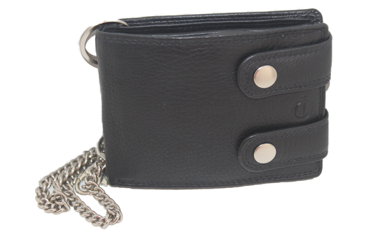 OI billfold laag met ketting / anti skim / zwart 187