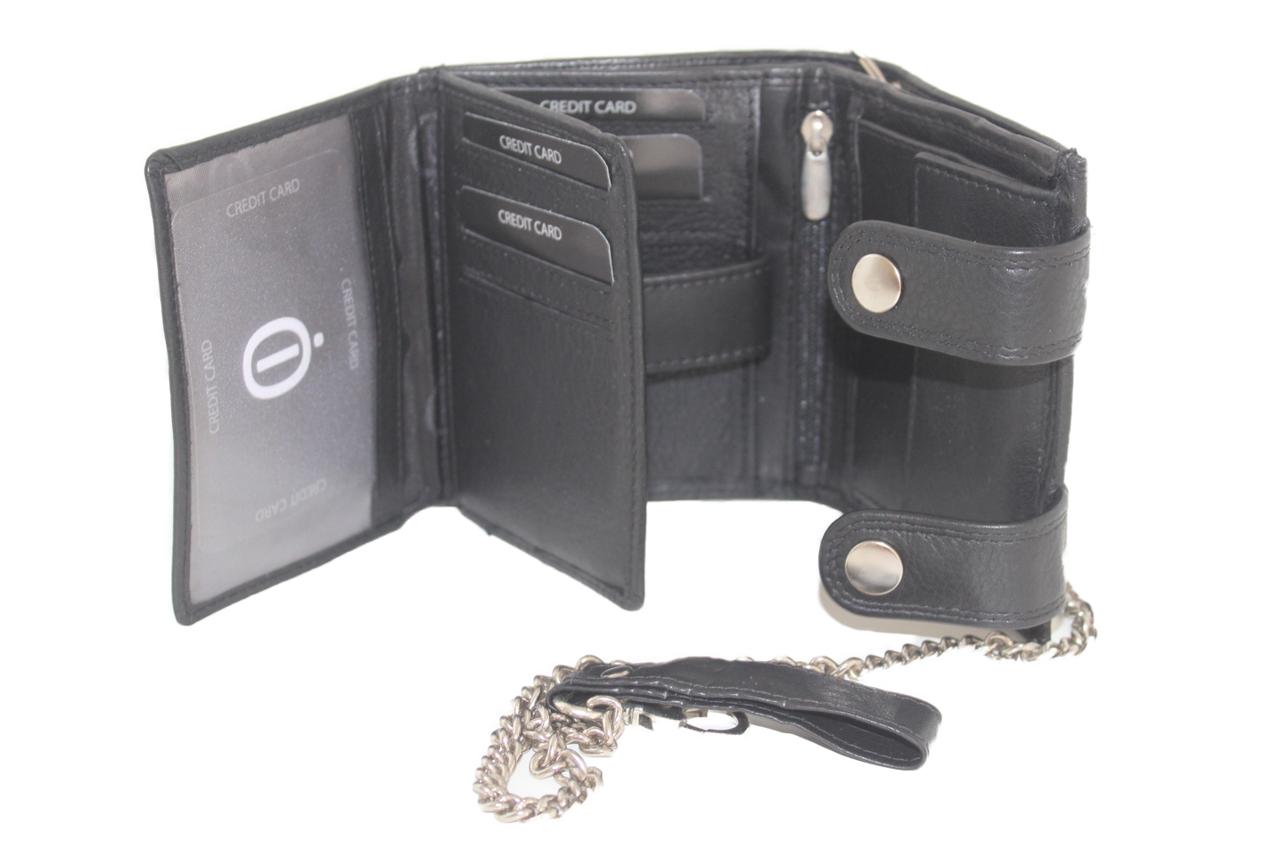 OI Billfold hoog met ketting / anti skim / zwart 188