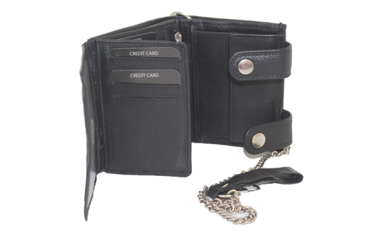 OI Billfold hoog met ketting / anti skim / zwart 188