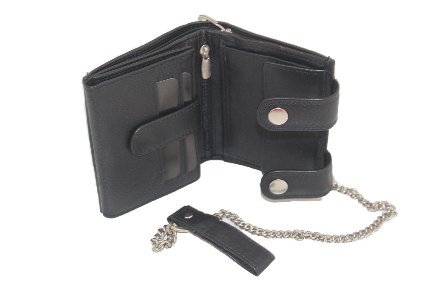 OI Billfold hoog met ketting / anti skim / zwart 188