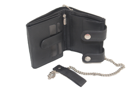 OI Billfold hoog met ketting / anti skim / zwart 188