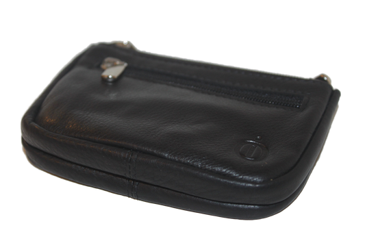 OI Dubbel sleutelbeursje / Sleuteletui zwart leder 193