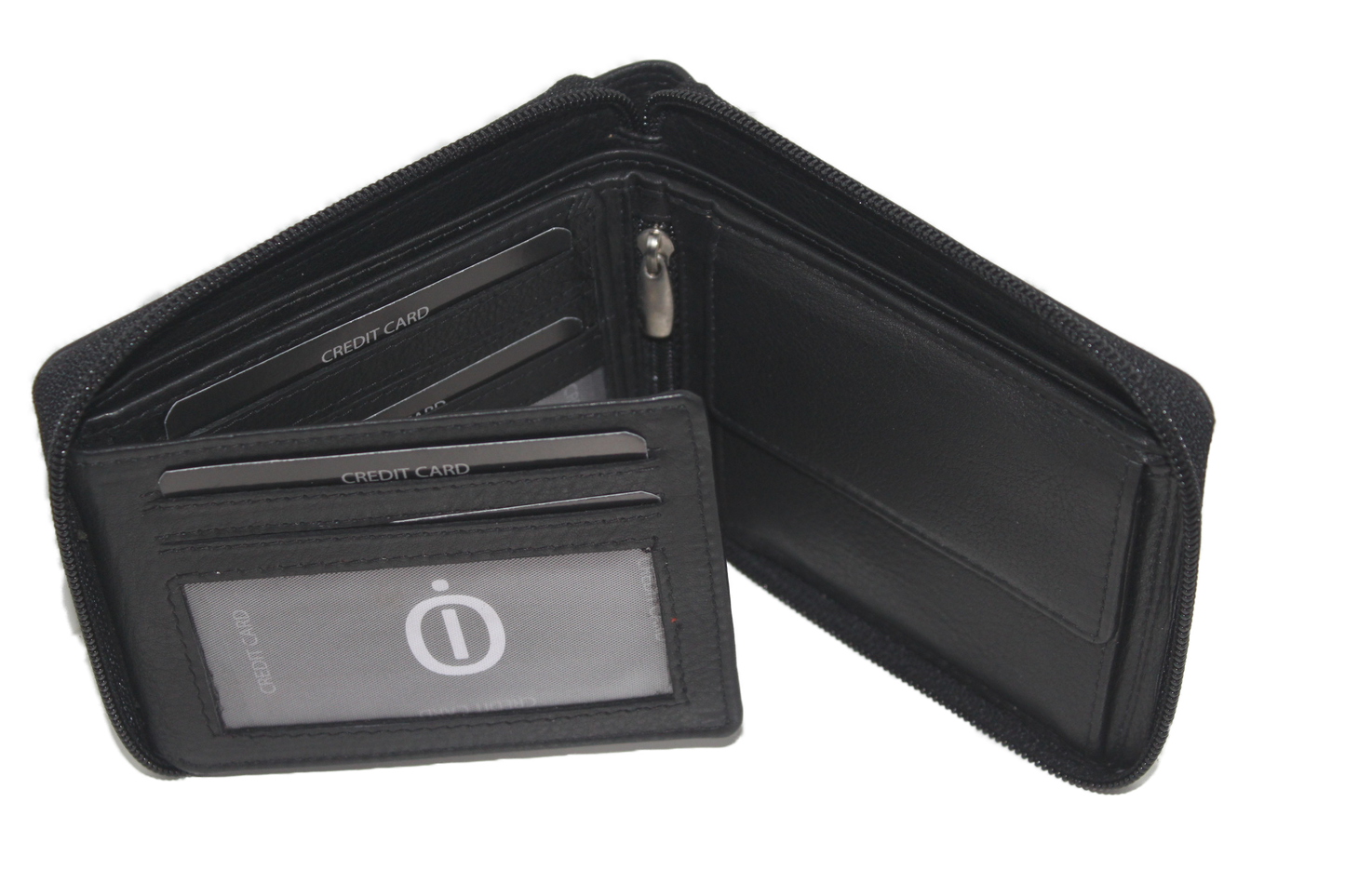 OI Billfold laag / geheel afgesloten met een rits  / anti skim /zwart 201