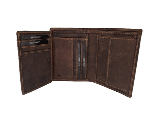 Heren billfold / portemonnee hoog 9 Pasjes / anti skim 600H