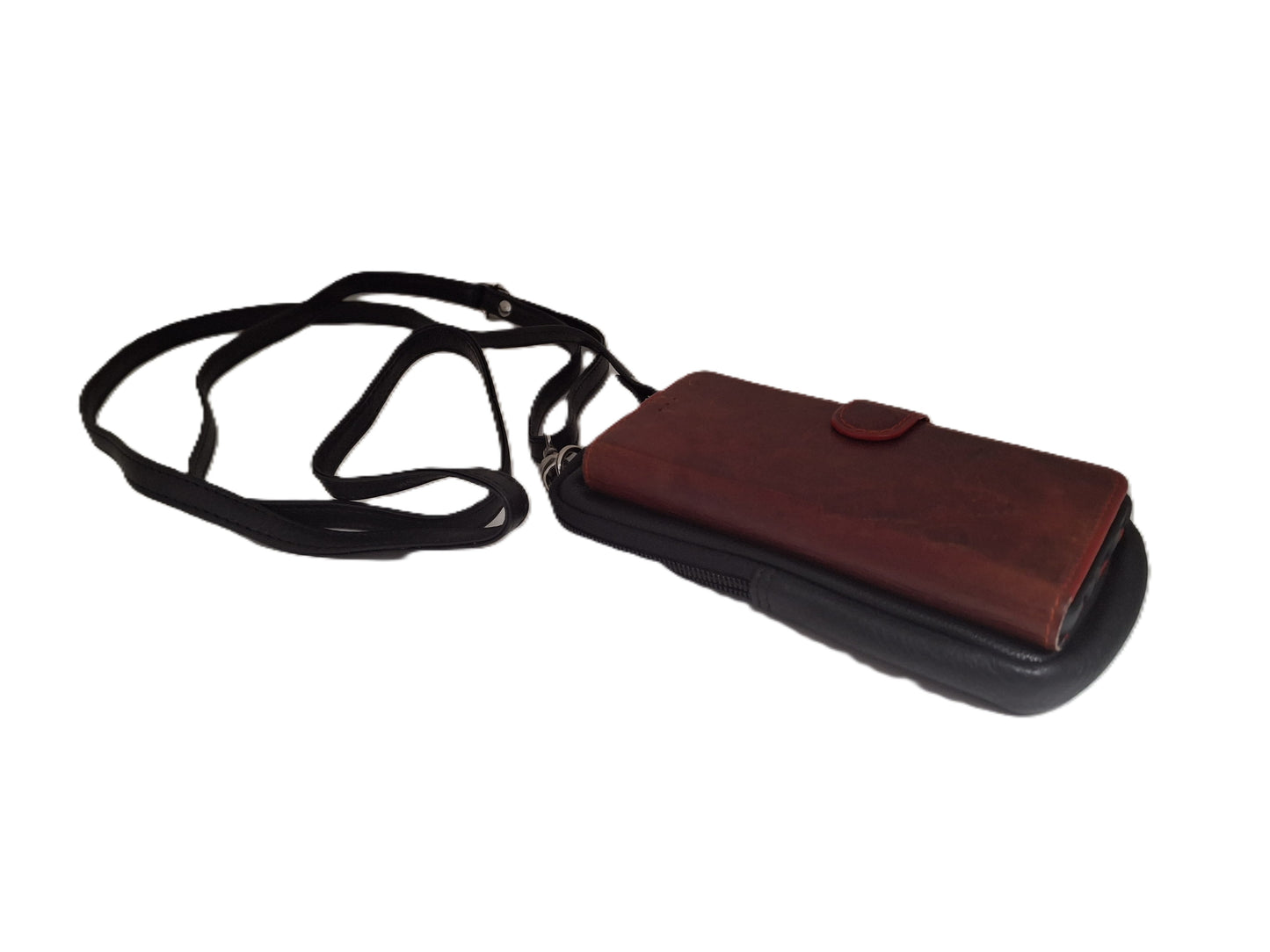 Telefoontasje met schouderbandje leer 585