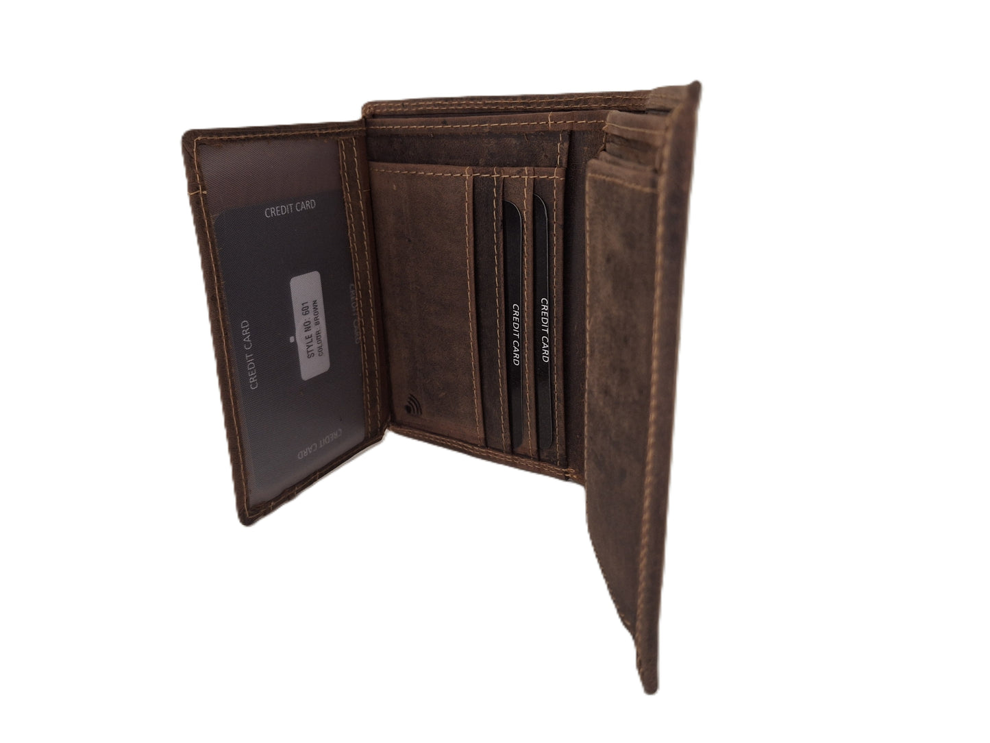 Heren billfold / portemonnee hoog 6 Pasjes / anti skim 601H