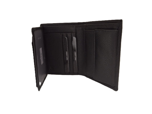 Heren billfold / portemonnee hoog 6 Pasjes / anti skim 601 Zwart