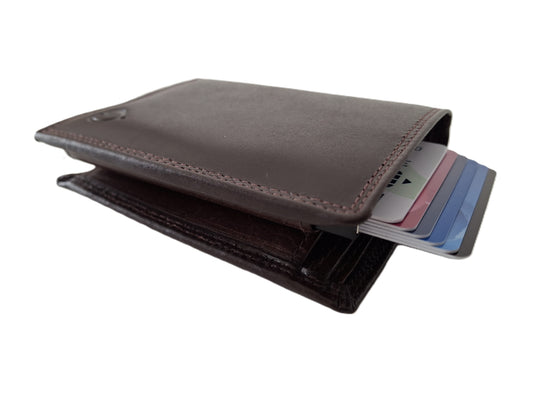 Luxe leren Billfold/ gewone portemonnee met cardprotector/pasjeshouder groot/ anti skim 115 Crunch Zwart
